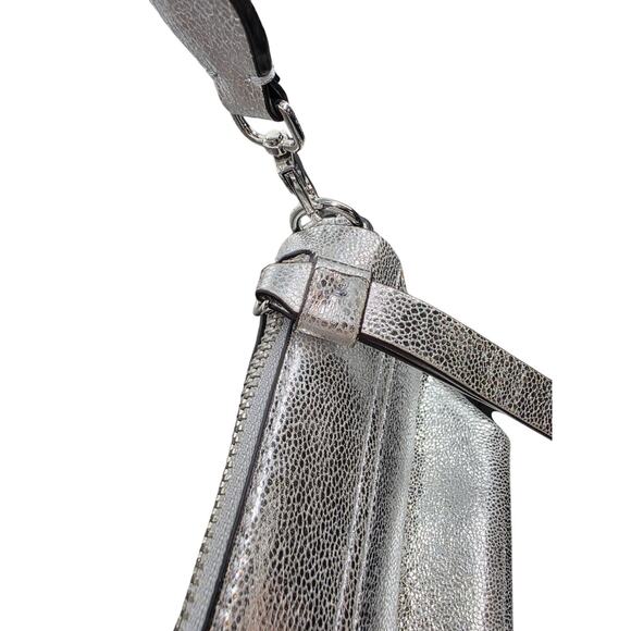 BCBGeneration Metallic Silver Crossbody Bag With Adjustable Strap Magnetic Close - Picture 4 of 12